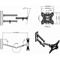 Miniatyrbilde 3 av 5: Tmx200 Justerbart veggmontert roterende TV-stativ for 26-55 tommer