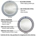 Miniatyrbilde 3 av 5: 2-delt dusjavløpsfilter, dusjavløpsfilter, rustfritt stål med silikonkanter, diameter 4,75 tommer