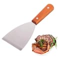 Miniatyrbillede 1 af 5: Professionel rektangulær spatel i rustfrit stål - Træhåndtag - Grill