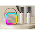 Pikkukuva 1 / 4: Karaokemikrofoni lapsille ja aikuisille, kannettava Bluetooth Mini Karaoke Mikrofoni Laululaite 2 mikrofonilla ja valoilla, lelut white