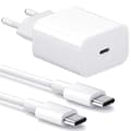 Laddare för Samsung - Snabbladdare 20W USB-C - Ström + Kabel Vit adapter+Kabel