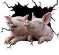 Funny Pig Crack Car Sticker Broken Window Static Sticker (