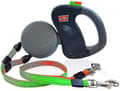 Dubbel hund 2 infällbart hundkoppel, 35 lbs/hund, grå