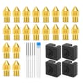 3D-printerdyser 0.4MM MK8 3 dyser 20 stk med 4 stk varmeblok silikoneovertræk, til 3 V2 med