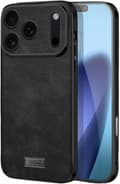 Case for iPhone 17 Pro, Slim PU Leather Protective Case with Full Camera Protection, Anti-Fingerprint, Black