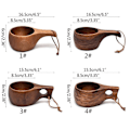 Miniatyrbillede 3 af 5: Finland Kuksa Bærbar Kaffekop Akacietræhåndtag Kohud Reb Krog Juice Mælk Kop Kaffedrik Kop Drikkevarer LGL 4