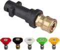 Pressure Washer Adapter for Kärcher K2 K3 K4 K5 K6 K7, Kärcher Quick Connect Adapter with 5 Different Degree Nozzles, 1/4'' 2.5 GPM 3000