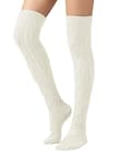 Women's Cable Knit Over-the-Knee Boots White White_yux White White