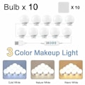 Miniatyrbilde 5 av 5: LED-speil med USB-sminkebelysning (bare lamper), 10 lamper, 3 lysmoduser C