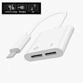 Miniatyrbilde 1 av 6: iPhone 7/8/X/XS/XR/XS Max Dobbel Lightning Adapter Splitter White Vit