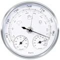 Miniatyrbilde 1 av 5: Analog værstasjon, barometer, termometer, hygrometer (Sølv, 128 mm) silver