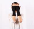Fingerless Gloves - Wrist Warmers - Crocheted - Long Version - 1 Pair - 7*20cm - Black
