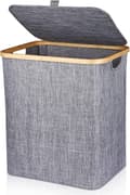 Tvättkorg 60L Hopfällbar Tvättkorg Bambu Tvättkorg