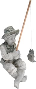 Fiskstaty för trädgården, 38 cm, polyresin, tvåfärgad sten