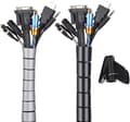 Svart och grå kabelskydd 2-pack, flexibelt sortiment 2x3M PE-kabel