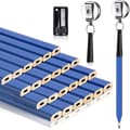 Miniatyrbild 1 av 5: 24-pack Carpenter Pencil, 18 cm Flat Octagonal Hard Black Pencils with Pencil Sharpener and Robust Retractable Silicone Pen Holder
