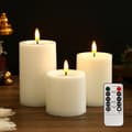 Battery-powered electronic candle set (3 pieces) | With remote control