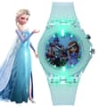 Flickor Barn Cartoon Klocka Frozen Quartz Klocka LED Flash -