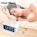 Miniatyrbild 4 av 6: Dubbel Väckarklockradio, Digital Väckarklocka med 2 USB-laddningsportar, 0-100% Dimbar, Justerbar Volym, Inomhustermometer (Vit)