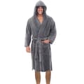 Men's Hooded Plush Robe Plush Long Robe Grey 5XL