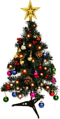 Mini Artificial Christmas Tree with LED Lights, with 50 Detachable Pendants for Home Decoration