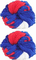 Chunky Chenille Garn Tykt Fluffy Garn til Hæklede Tæpper og Armstrikning, Rød Hvid Blå, 2-pak 500g