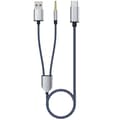 Miniatyrbild 1 av 5: 2-in-1 Type-C Car Audio Cable 1 Split 2 Type C to USB A 3.5mm Aux Cable Blue
