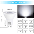Pikkukuva 3 / 6: ®RisingFF GU10 LED-lamppu, viileä valkoinen, 7 W vastaa 70 W halogeenilamppua, 720 LM, LED-kohdelamput, ei himmennettävä, 20 kpl