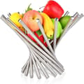 Fruit Basket for Kitchen Counter, Large Fruit Bowl, Stainless Maple Fruit Plate
