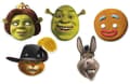 Shrek Variety Kort Party Maskeradmasker 5-pack