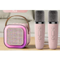 Pikkukuva 1 / 4: Karaokemikrofoni lapsille ja aikuisille, kannettava Bluetooth Mini Karaoke Mikrofoni Laululaite 2 mikrofonilla ja valoilla, lelut pink