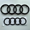 Miniatyrbilde 1 av 2: AUDI BLANK SORT MERKE EMBLEM RINGER FORAN & BAK A1 A3 A4 A5 273MM 192MM - Perfekt