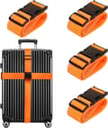 Luggage Straps TSA Approved Travel Belts 4-Pack (Orange)