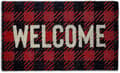 Naturlig kokosdørmåtte, ternet måtte, Buffalo Check Welcome, 18x30in