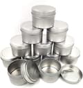 Candle Jars for Candle Making, 12-Pack Empty Metal Tins with Lids, DIY Candle Containers for Candle Making, Crafts, Storage, etc. (2oz, silver)