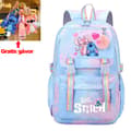 Stitch Piger Skoletaske Stor Kapacitet Stitch Rygsæk Casual Blå
