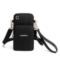 Multifunktionel mobiltelefontaske med crossbody-rem Sort