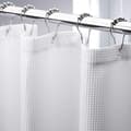 Waffle Pattern Heavy Polyester Fabric Shower Curtain with 12 Stainless Steel Hooks for Bathtub and Shower, White 180x180cm