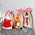 #3 x Små julklappssäckar (18x30CM) - Julklappspåsar med dragsko