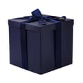 Mellanstor presentförpackning med lock, band och silkespapper, hopfällbar presentask - 1 st, 22 cm * 22 cm * 18 cm, marinblå