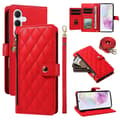Miniatyrbillede 1 af 5: Pung-etui med remme til Samsung Galaxy A35 5G, rombemønstret læderstativ [DB] Multicolor Rød Multicolor Red