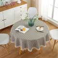 120 cm Tassel Tablecloth, Round Polyester Cotton Tablecloth, for Dining Table, Coffee Table, Garden Table (Grey Plaid)