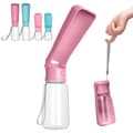 Hopfällbar hundvattenflaska, hundresevattenflaska (rosa 550 ml)
