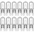12-pack G9 halogenlampor varmvit klar kapsel dimbar 33W 230V