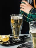 Transparent Double Wall Upside-Down Beer Glass for Draft Beer, Soda, Tea, 250ml Transparent 250ml Transparent 250ml
