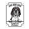Miniatyrbild 1 av 2: Plåtskylt English pointer Kikande hund skylt Vit