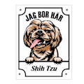 Miniatyrbild 1 av 2: Plåtskylt Shih Tzu  Kikande hund skylt Vit