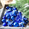 Miniatyrbillede 1 af 10: 21 STK/Kasse Juletræspynt Juleboldpynt blue