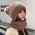 Miniatyrbilde 5 av 10: Integrert Cap Skjerf Beanie Hat Skjerf GRÅ Grey
