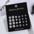 Miniatyrbild 7 av 10: 6/12 Par Örhängen Set Geometriska Kristall Runda Zirkon 6 Pairs